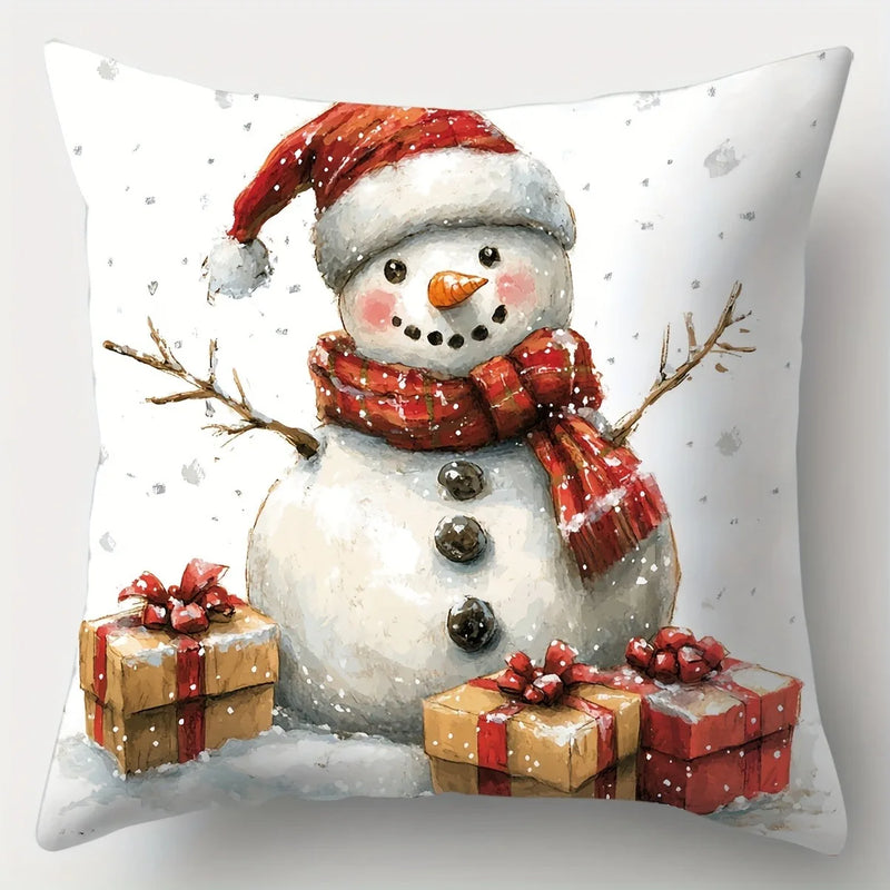 Axyaa Winter Snowman Car Christmas Tree Pillowcase