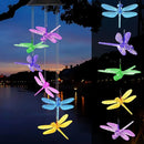 Axyaa Dragonfly Solar Wind Chimes - Outdoor Solar-Powered Lights, Unique Gift for Women