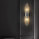 Axyaa Clear Crystal LED Wall Sconces in Gold/Black Stainless Steel