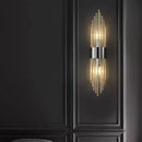 Axyaa Clear Crystal LED Wall Sconces for Bedroom, Stainless Steel Wall Lights for Dining Room
