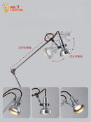 Axyaa Swing Arm Table Lamp LED Bedroom Bedside Retro Desk Light for Study Reading