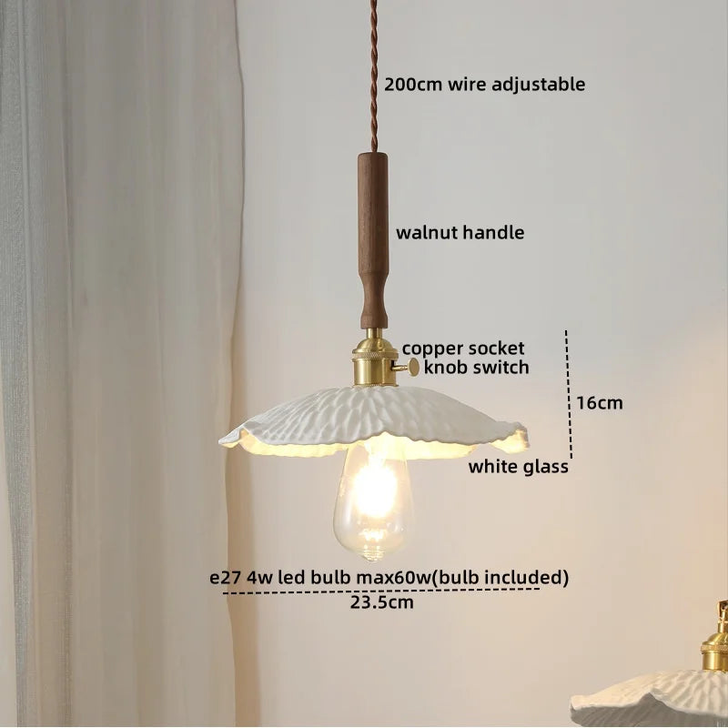 Axyaa Nordic LED Pendant Lights Glass Walnut Copper Hanging Lamp