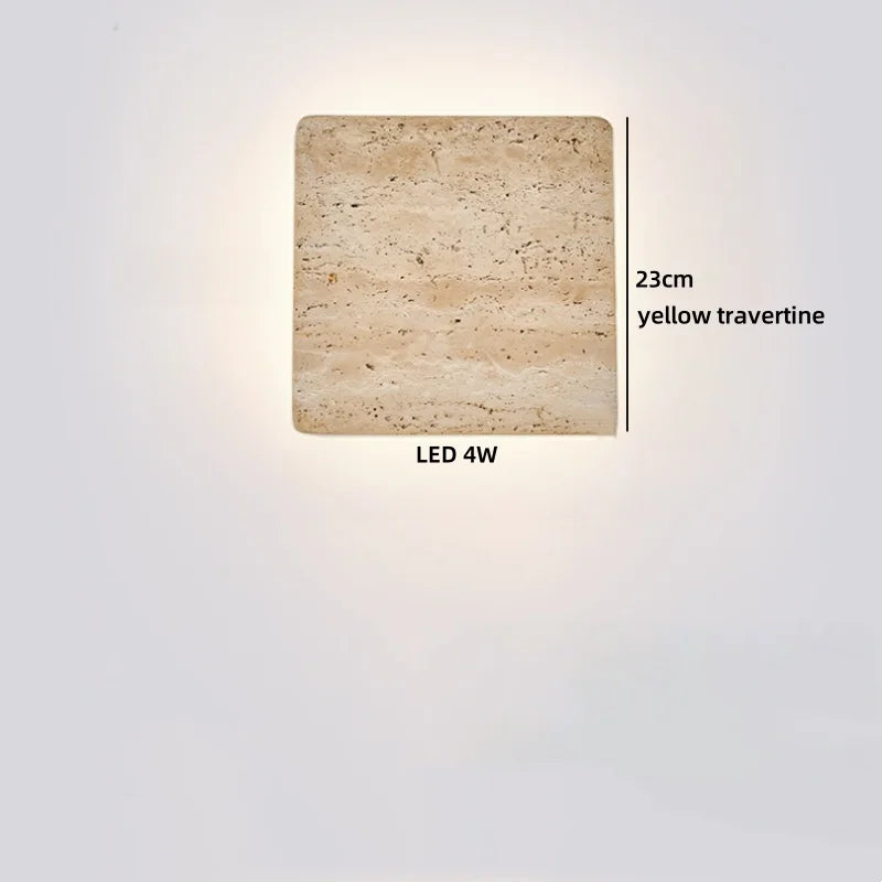 Axyaa Wabi Sabi Indoor LED Wall Sconce Yellow Travertine Stone Bedside Lamp