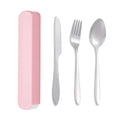 Axyaa 3pc Portable School Dining Set with Case: Knife, Fork, Spoon
