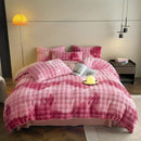Axyaa Rabbit Plush Four-Piece Sheet Set - Cozy Autumn/Winter Bedding
