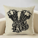 Axyaa Motorcycle Pattern Cushion Cover 45x45cm - Black and White Design