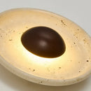Axyaa Vintage LED Wood Wall Light Yellow Travertine Mirror for Living Room Bedroom