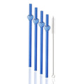 Axyaa Heart Glass Straws: Reusable, Eco-Friendly, 4-Pack with Cleaning Brush