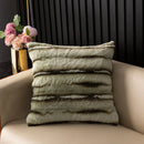 Axyaa Rabbit Fur Striped Throw Pillowcase - Soft Plush Cushion Cover for Home Sofa