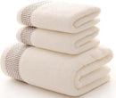 Axyaa 3-Piece Waffle Towel Set: 1 Bath, 2 Hand Towels - Cream
