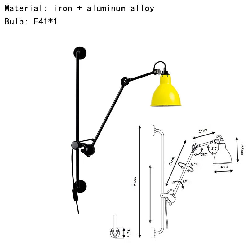 Axyaa Rotatable Wall Lamp for Bedroom Reading Parlor Sconce - Black/Yellow/Orange