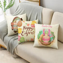 Axyaa Easter Pillowcase with Colored Eggs and Rabbit Print