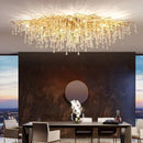 Axyaa Luxury Crystal Chandelier with Golden Base & Water Drop Decorations