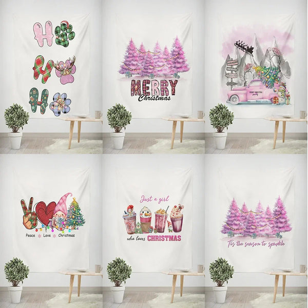Axyaa Christmas Party Dwarf Tree Tapestry Background for Home Decor