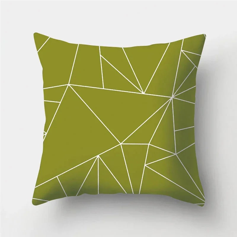 Army Green Geometric Printed Pillowcase by Axyaa for Living Room and Bedroom Decor