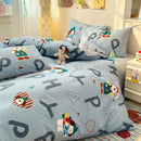 Axyaa Minimalist Cartoon Design Duvet Cover Set in 100% Cotton, 4-Piece Bedding Collection