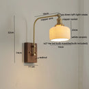 Axyaa Glass Walnut LED Wall Lamp Pull Chain Switch Modern Mirror Light