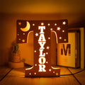 Axyaa Personalized LED Name Wall Decor Night Light with Stars for Family, Couples, Kids - Wooden Lamp
