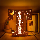 Axyaa Personalized LED Name Wall Decor Night Light with Stars for Family, Couples, Kids - Wooden Lamp
