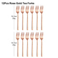 Axyaa Stainless Steel Coffee Tea Fruit Fork Set, 6/12Pcs Gold Sliverware Cake Ice Cream