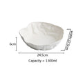 Axyaa Irregular Ceramic Salad Bowl Set - White Texture Thick Soup Fruit Dessert Bowls