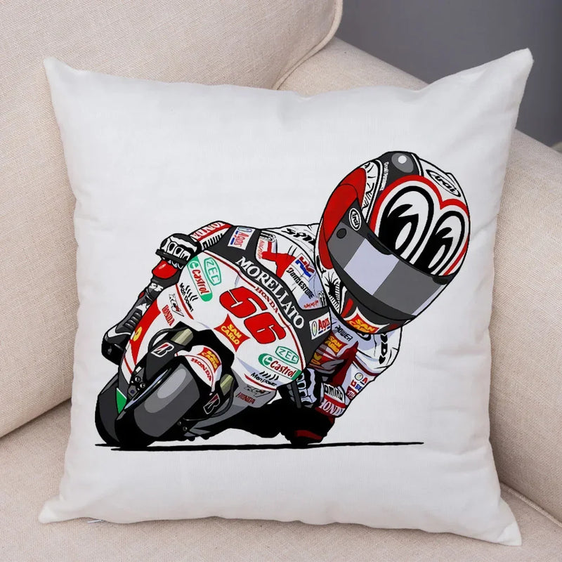 Axyaa Cartoon Sport Motorcycle Cushion Cover - Super Soft Plush Pillow Case