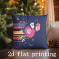 Axyaa Santa & Owl Pattern Christmas Cushion Cover - Festive Home Decor for Sofa & Bedroom