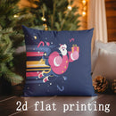 Axyaa Santa & Owl Pattern Christmas Cushion Cover - Festive Home Decor for Sofa & Bedroom