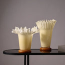 Axyaa Large Glass Vase with Lotus Leaf Edge for Home Decoration