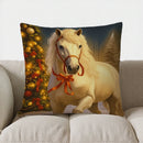 Axyaa White Horse Decorative Throw Pillow Cover