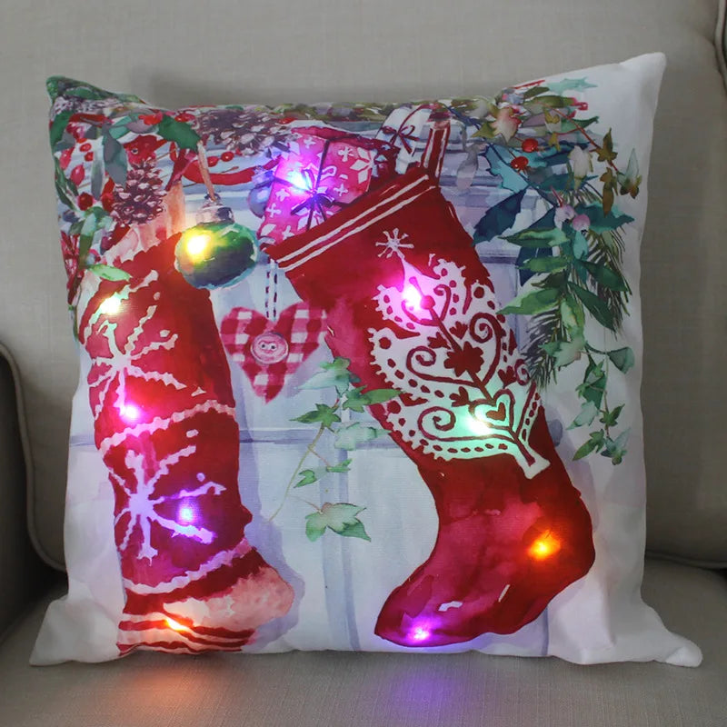 Axyaa LED Christmas Pillow Cover for Festive Holiday Decor