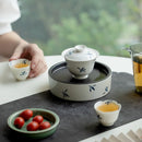 Axyaa Hand-painted Butterfly Orchid Ceramic Pot for Tea Table