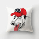 Axyaa Cartoon Dogs Feather Print Pillowcase Home Decor Sofa Seat Cushion Cover