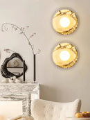 Axyaa White Marble Wall Lamp for Living Room, Staircase, Bedroom - Minimalist Circular Design