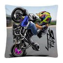 Axyaa Stunt Motorcycle Cartoon Soft Plush Cushion Cover Pillow Case