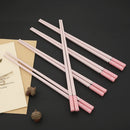 Axyaa Pink Cherry Blossom Non-Slip Alloy Chopsticks – Set of 5 Pairs