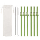 Axyaa Green Glass Straws: 9Pcs Eco-friendly High Borosilicate Glass Drinking Straws