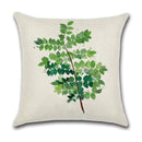 Axyaa Green Leaf Linen Pillowcase, Simple Style Decorative Sofa Cushion Cover