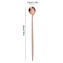 Axyaa Stainless Steel Rose Gold Long Handle Ice Tea Coffee Stir Spoon Set
