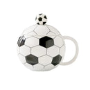 Axyaa Football Ceramic Mug with Lid Spoon | Home Decor Drinkware Gift