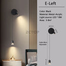 Axyaa Nordic LED Wall Light Bedroom Bedside Spotlight Sconce Lamp Home Decor