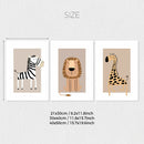 Axyaa Bohemian Giraffe Zebra Lion Toddler Mural Canvas Set