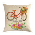 Axyaa Fashion Bicycle Pillow Case - Chic Linen Cushion Cover with Cartoon Design