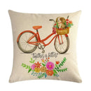 Axyaa Fashion Bicycle Pillow Case - Chic Linen Cushion Cover with Cartoon Design