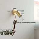 Axyaa Walnut Wood LED Wall Lights Bedroom Reading Lamp Glass Rotate White