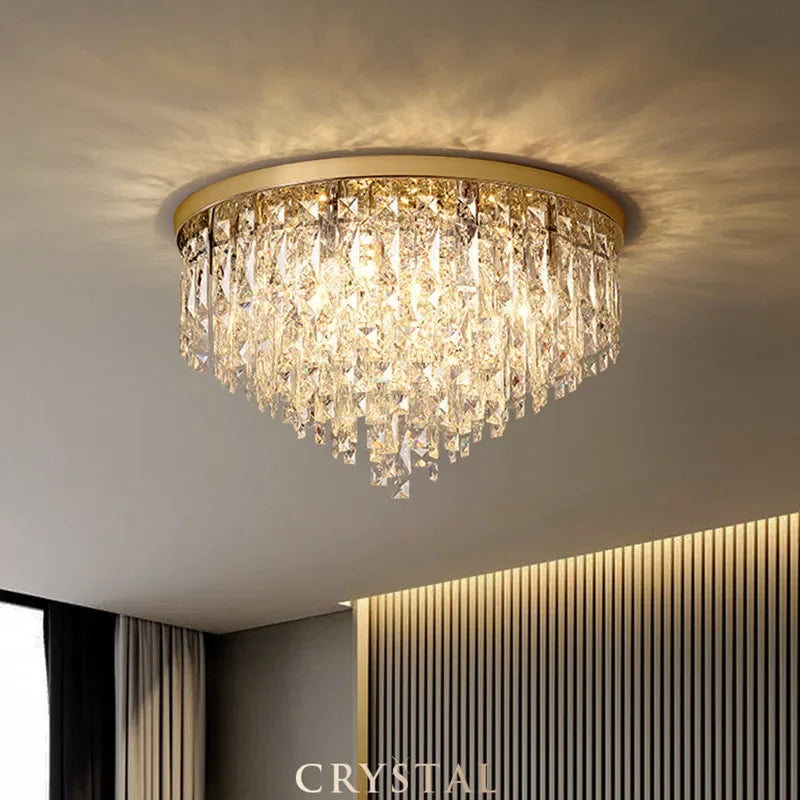 Axyaa E14 Crystal Ceiling Lamp Gold/Chrome Luxury Kitchen Island Lighting