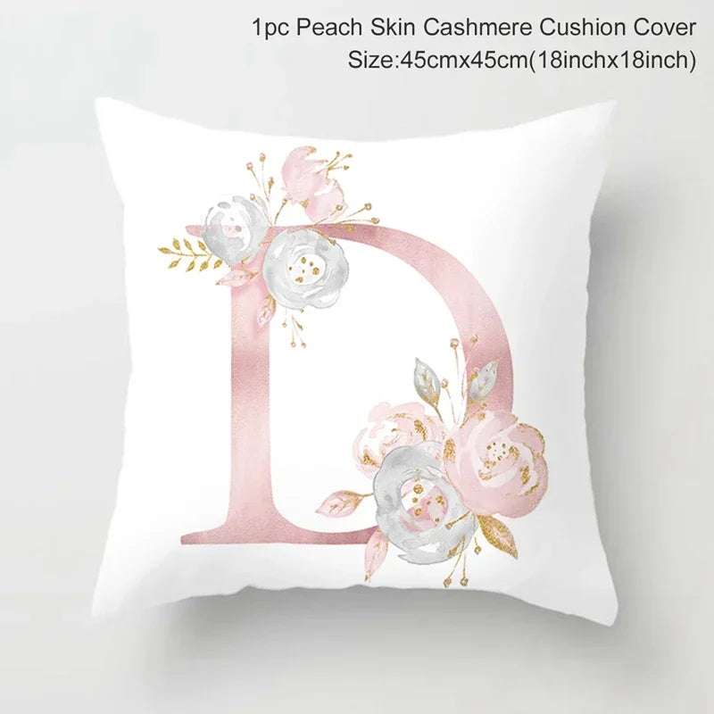 Axyaa Pink Letterwork Cushion Cover 45*45cm, Wedding Party Decor, Elegant Wedding Pillow