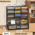 Axyaa Wooden Desk Organizer - Large Capacity Student Stationery & Cosmetic Storage Box