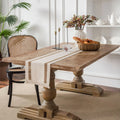 Axyaa Striped Cotton Linen Table Runner with Tassels for Home Dining Decor