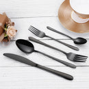 Axyaa Stainless Steel Black Cutlery Set - Elegant Dinnerware Mirror Knife Fork Spoon